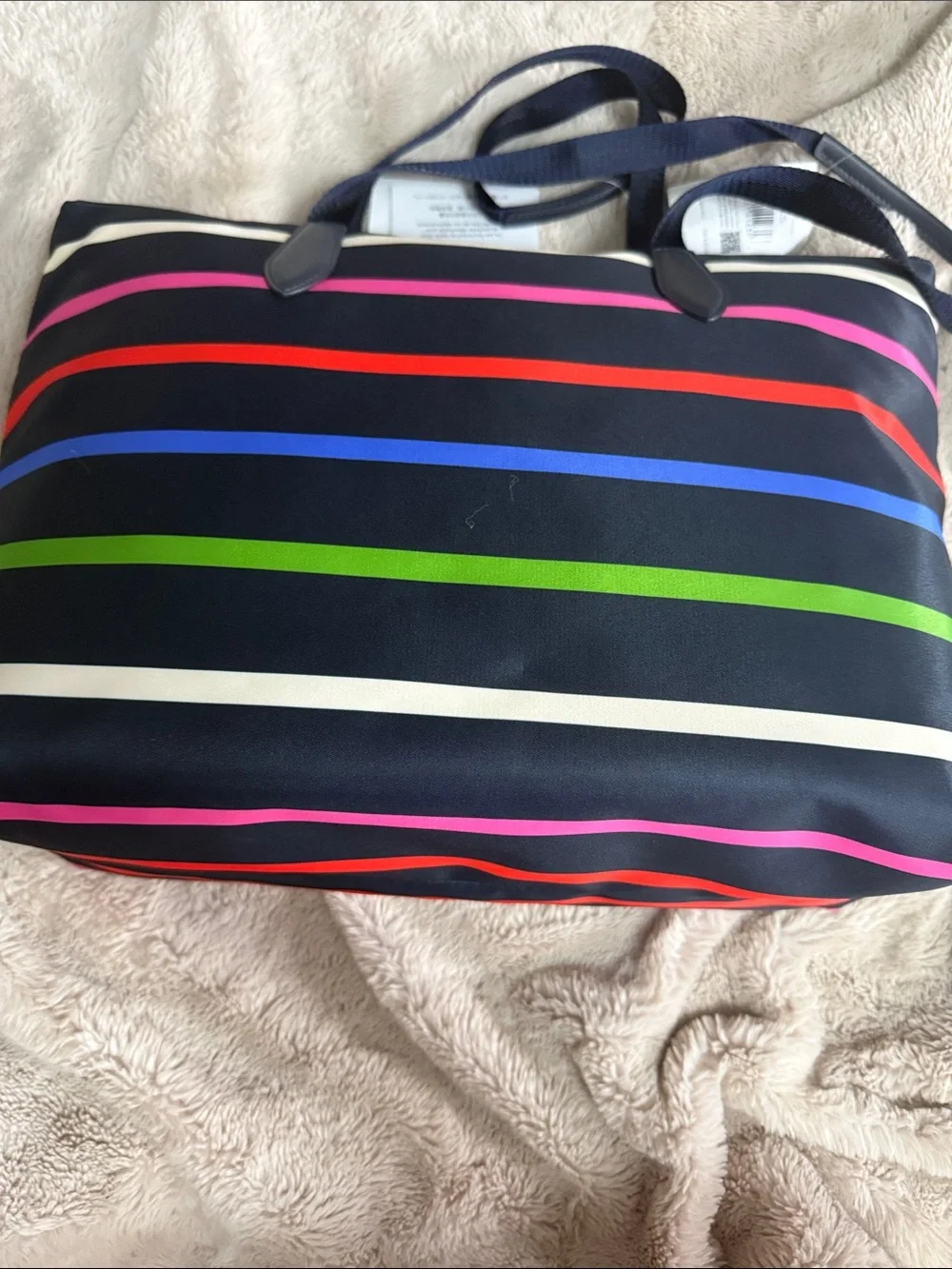kate spade Navy Striped Tote multicolor stripes and includes detachable pouch